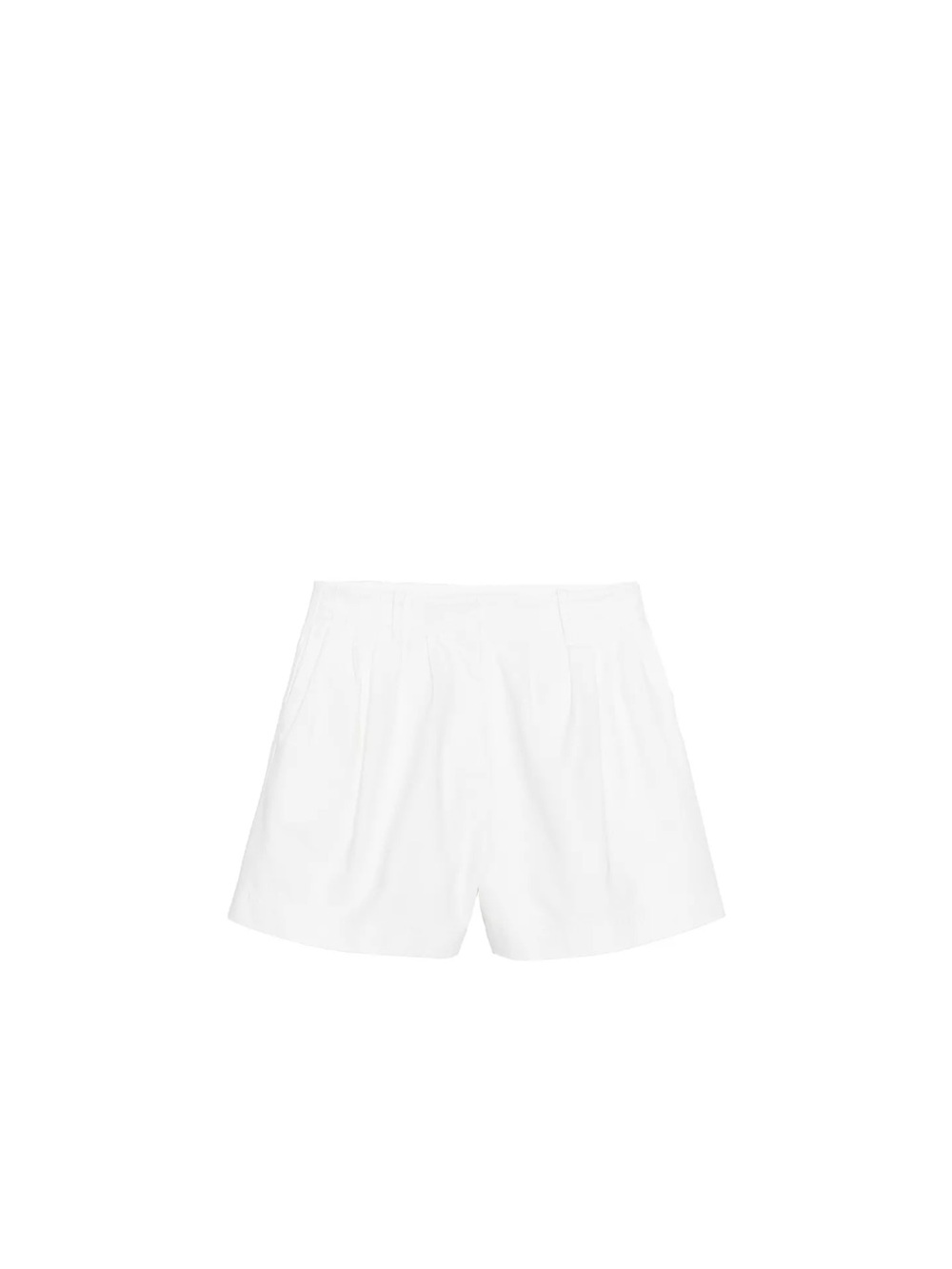 Zara White Pleated Bermuda Shorts
